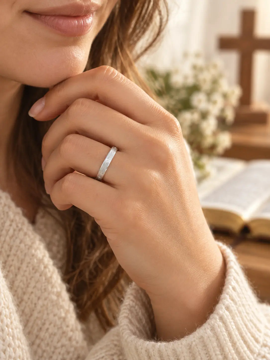 Matte Star of Bethlehem Ring — Christian Faith Ring