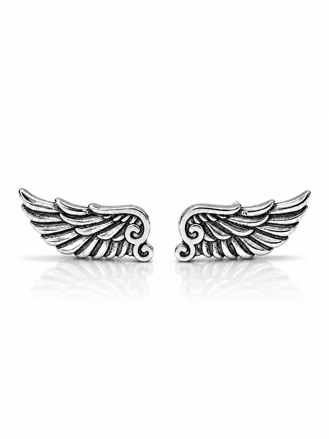Yeneast S925 sterling silver angel wing climber earrings on a clean white background.